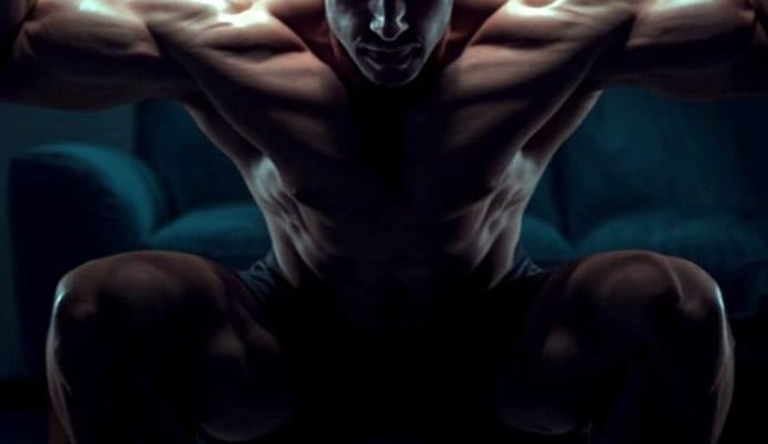 Bodyweight training at home in a bright living room