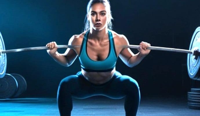 Lifter setting up for a barbell squat in a gym
